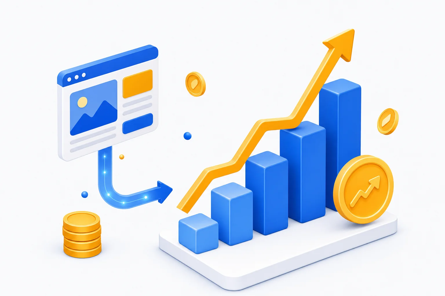 Abstract upward chart illustrating advertising performance growth
